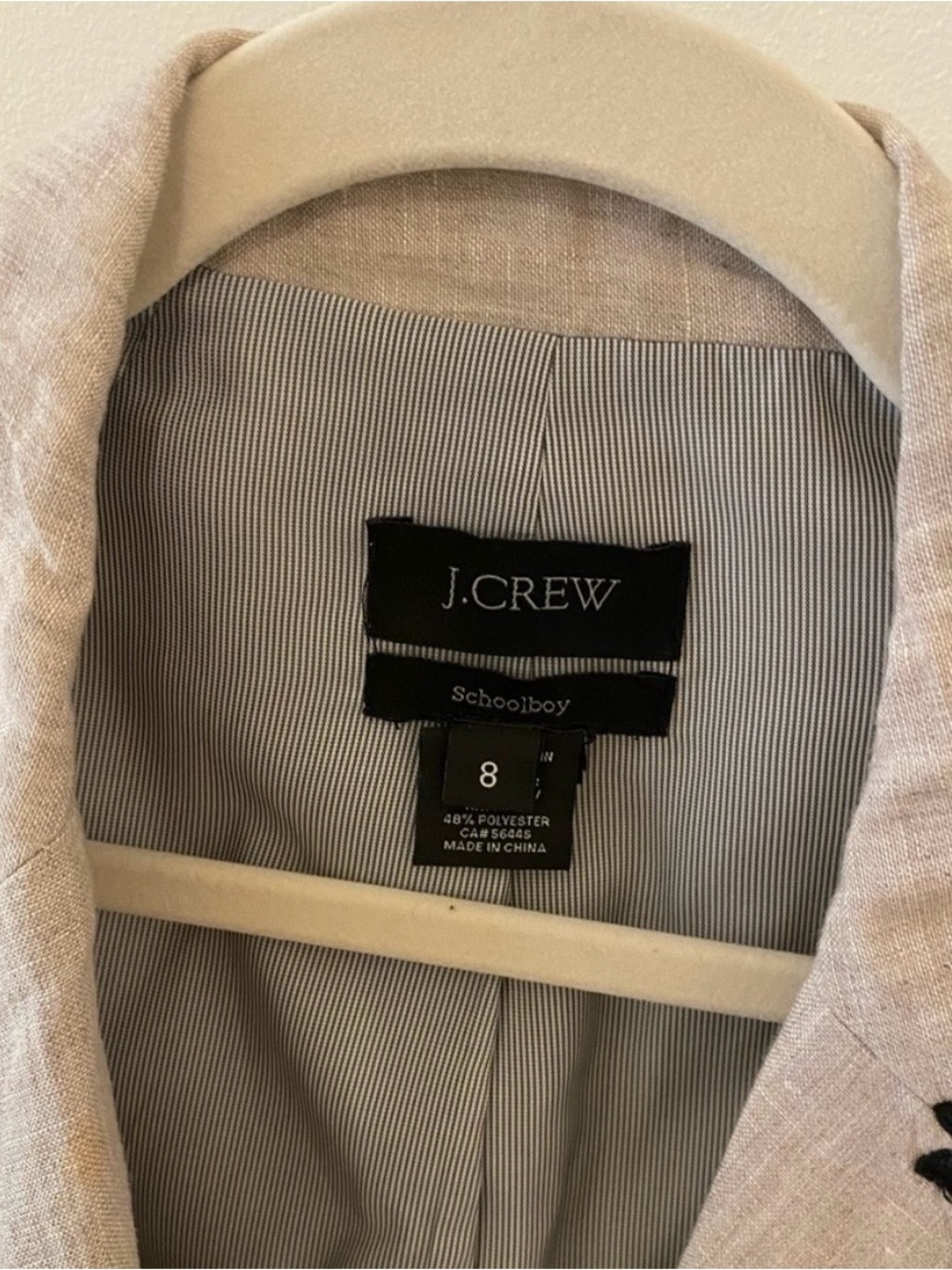 J Crew School Boy Linen Blazer tan black 8 - Picture 5 of 11